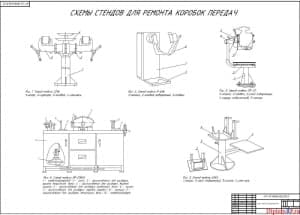 Чертеж схемы стендов для починки КПП (формат А1)
