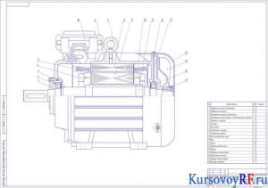 сборочный асинхронного двигателя с короткозамкнутым ротором  (формат А1)