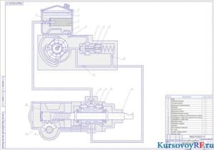 Чертеж схемы рулевого управления автомобиля ЗИЛ-4333 (формат А1)