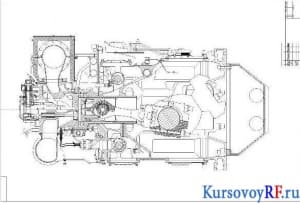 Чертеж двигателя MAN в поперечном сечении (формат А1)