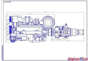 Чертеж двигателя в сборе с блоком насосов (формат 2хА1)
