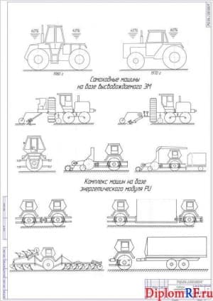 Чертёж развития компоновочных схем тракторов (формат А1)
