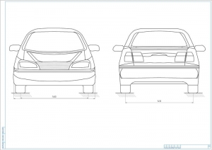 2.	Сборочный чертеж автомобиля, вид спереди и сзади, А1