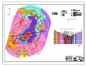 2.	Рабочий чертеж геологического плана-схемы и разреза месторождения, А1