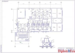 Чертеж план компрессорного цеха (формат А1)