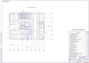 Чертеж плана корпуса производственного (реконструкция) (формат А1)