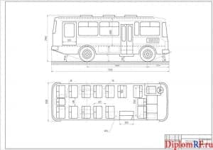 Чертёж габаритный автобуса ПАЗ-3205 (формат А1)