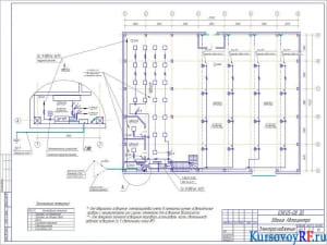 Чертеж плана размещения оборудования и проводки сети освещения 1-этаж