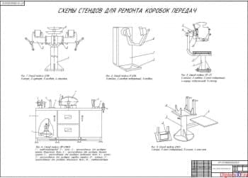 Чертеж схемы стендов для починки КПП (формат А1)