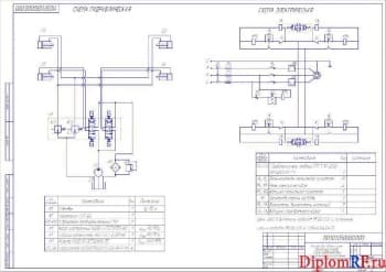 Схема гидравлическая и электрическая принципиальные устройства подъема стоек обкаточного стенда  (формат А2)