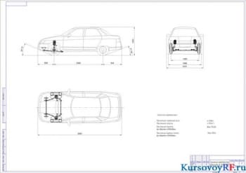 Чертеж технических характеристик автомобиля ВАЗ-2110 (формат А1)