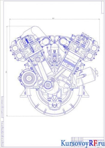 Чертеж поперечного разреза двигателя (формат А1)