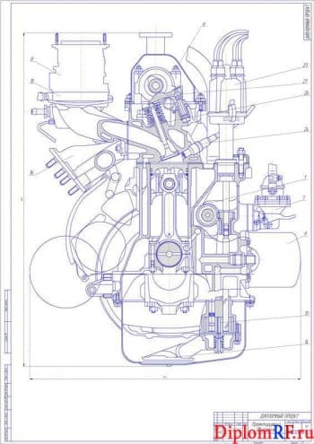 Чертеж двигателя проектируемого (формат А1)