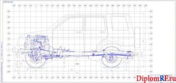 Чертеж общего вида шасси автомобиля (формат А2×3)