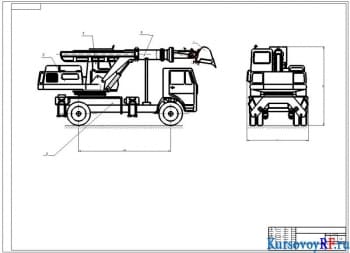 Конструкция экскаватора-планировщика на базе автомобильных шасси МАЗ-АНТЕЙ EW-25-М1