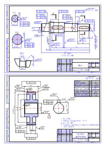 2.	Рабочие чертежи деталей: вал и зубчатое колесо 2хА3