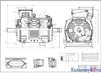 Чертеж сборочный асинхронного двигателя (формат А1)