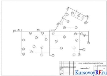 Чертеж схемы разветвленной тепловой сети