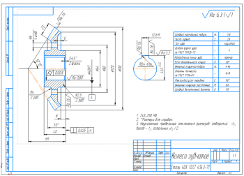 3.	Рабочий черте зубчатого колеса А3