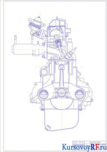 Чертеж поперечного разреза двигателя  (формат А4)
