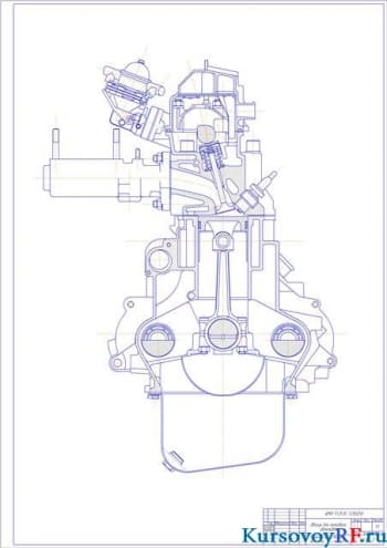 Чертеж поперечный разрез двигателя   (формат А1)