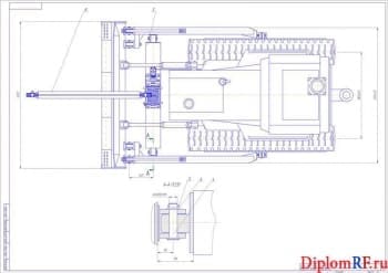 Чертёж общего вида установки навесного оборудования механизма подъёма груза на трактор Т-130Г (формата 2хА1)
