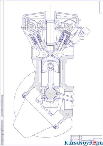 Чертеж поперечный разрез двигателя (формат А 1)