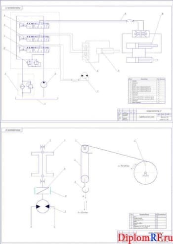 Гидравлическая схема и сборочный чертеж привода барабана (формат А1)