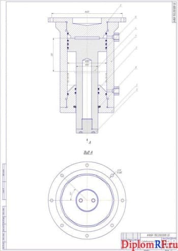 Чертёж сборочный гидравлического цилиндра (формат А1)