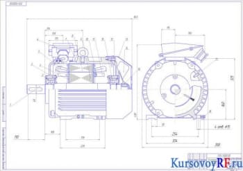 Чертёж общего вида асинхронного двигателя с КЗ ротором (формат А1)