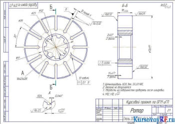 Чертеж Деталь Ротор (формат А3)